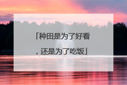 种田是为了好看，还是为了吃饭