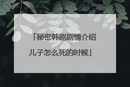 秘密韩剧剧情介绍儿子怎么死的时候