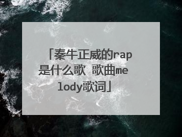 秦牛正威的rap是什么歌 歌曲melody歌词