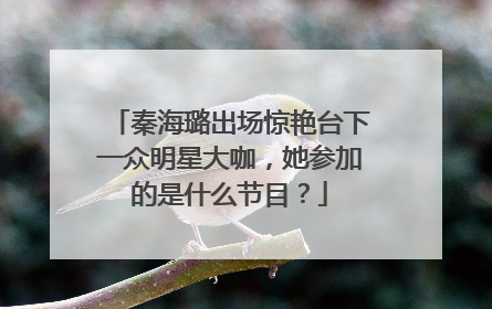 秦海璐出场惊艳台下一众明星大咖,她参加的是什么节目?
