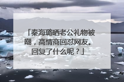 秦海璐晒老公礼物被嘲，高情商回怼网友。回复了什么呢？