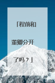 程前和董卿分开了吗？