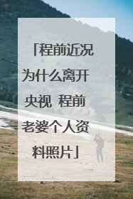 程前近况为什么离开央视 程前老婆个人资料照片