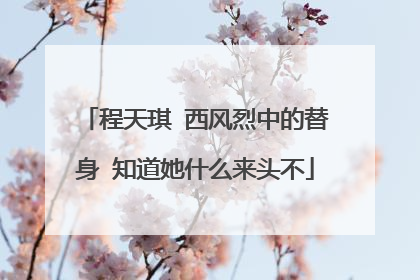 程天琪 西风烈中的替身 知道她什么来头不