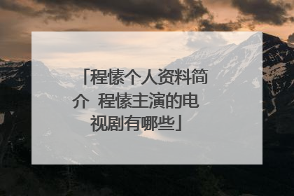 程愫个人资料简介 程愫主演的电视剧有哪些