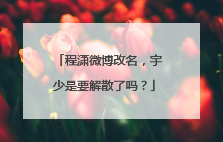 程潇微博改名，宇少是要解散了吗？
