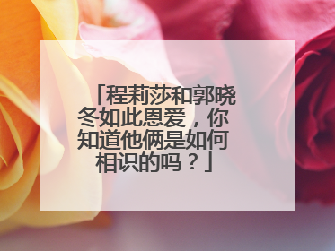 程莉莎和郭晓冬如此恩爱，你知道他俩是如何相识的吗？