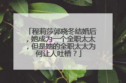 程莉莎郭晓冬结婚后，她成为一个全职太太，但是她的全职太太为何让人吐槽？