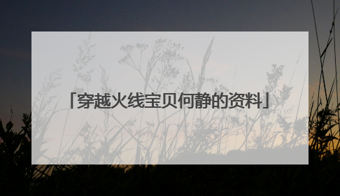 穿越火线宝贝何静的资料