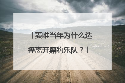 窦唯当年为什么选择离开黑豹乐队？