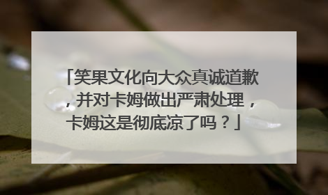 笑果文化向大众真诚道歉,并对卡姆做出严肃处理,卡姆这是彻底凉了吗?