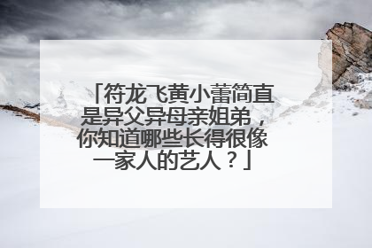 符龙飞黄小蕾简直是异父异母亲姐弟,你知道哪些长得很像一家人的艺人?