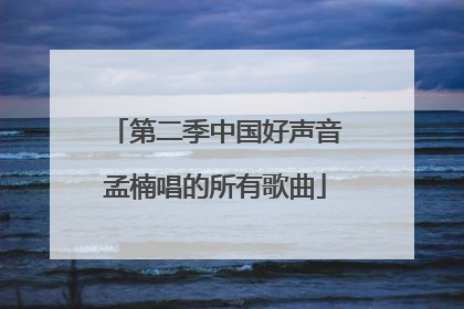 第二季中国好声音孟楠唱的所有歌曲