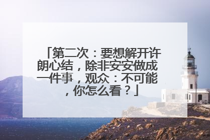 第二次：要想解开许朗心结，除非安安做成一件事，观众：不可能，你怎么看？