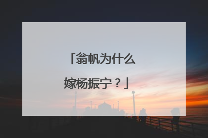 翁帆为什么嫁杨振宁？