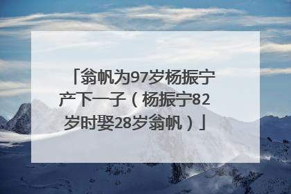 翁帆为97岁杨振宁产下一子(杨振宁82岁时娶28岁翁帆)