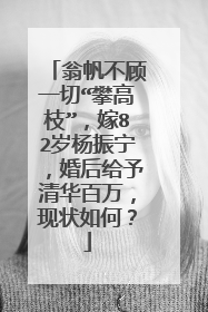 翁帆不顾一切“攀高枝”，嫁82岁杨振宁，婚后给予清华百万，现状如何？