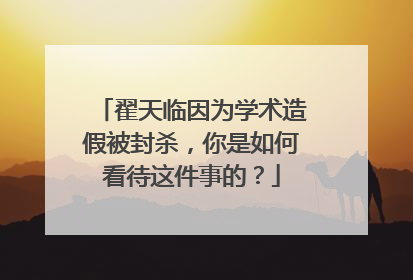 翟天临因为学术造假被封杀,你是如何看待这件事的?