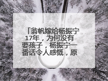 翁帆嫁给杨振宁17年,为何没有要孩子,杨振宁一番话令人感慨,原因是啥?