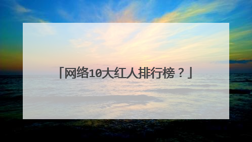 网络10大红人排行榜？