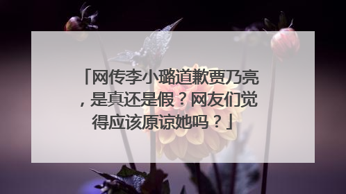 网传李小璐道歉贾乃亮，是真还是假？网友们觉得应该原谅她吗？