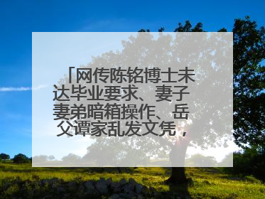 网传陈铭博士未达毕业要求、妻子妻弟暗箱操作、岳父谭家乱发文凭,这是真的吗?