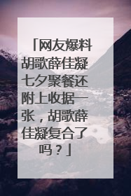 网友爆料胡歌薛佳凝七夕聚餐还附上收据一张，胡歌薛佳凝复合了吗？