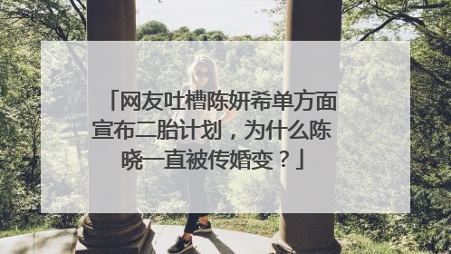 网友吐槽陈妍希单方面宣布二胎计划，为什么陈晓一直被传婚变？