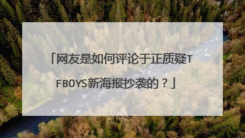 网友是如何评论于正质疑TFBOYS新海报抄袭的?