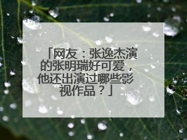 网友：张逸杰演的张明瑞好可爱，他还出演过哪些影视作品？