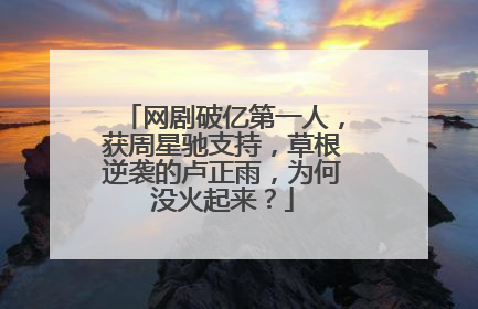 网剧破亿第一人，获周星驰支持，草根逆袭的卢正雨，为何没火起来？