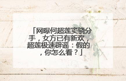 网曝何超莲窦骁分手，女方已有新欢，超莲极速辟谣：假的，你怎么看？