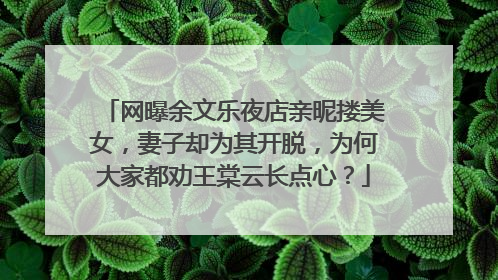 网曝余文乐夜店亲昵搂美女，妻子却为其开脱，为何大家都劝王棠云长点心？