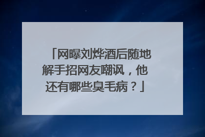 网曝刘烨酒后随地解手招网友嘲讽,他还有哪些臭毛病?