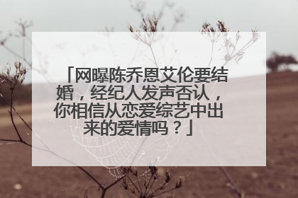 网曝陈乔恩艾伦要结婚，经纪人发声否认，你相信从恋爱综艺中出来的爱情吗？