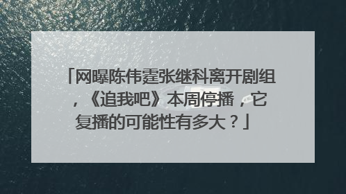 网曝陈伟霆张继科离开剧组 ，《追我吧》本周停播，它复播的可能性有多大？