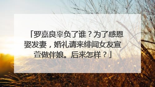 罗嘉良辜负了谁？为了感恩娶发妻，婚礼请来绯闻女友宣萱做伴娘。后来怎样？