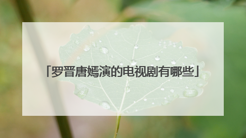 罗晋唐嫣演的电视剧有哪些