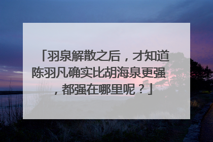 羽泉解散之后，才知道陈羽凡确实比胡海泉更强，都强在哪里呢？