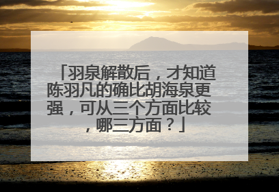 羽泉解散后，才知道陈羽凡的确比胡海泉更强，可从三个方面比较，哪三方面？