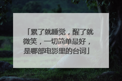 累了就睡觉，醒了就微笑，一切简单最好，是哪部电影里的台词