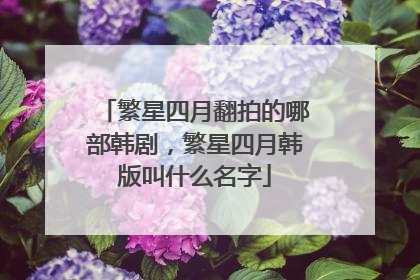 繁星四月翻拍的哪部韩剧,繁星四月韩版叫什么名字