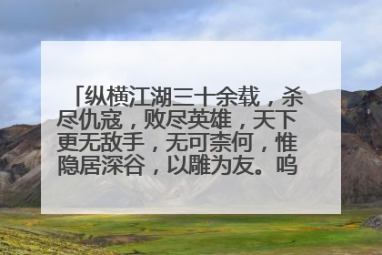 纵横江湖三十余载,杀尽仇寇,败尽英雄,天下更无敌手,无可柰何,惟隐居深谷,以雕为友。呜呼,生平求一