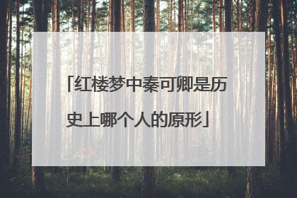 红楼梦中秦可卿是历史上哪个人的原形