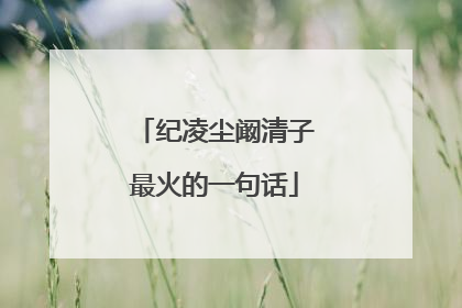 纪凌尘阚清子最火的一句话