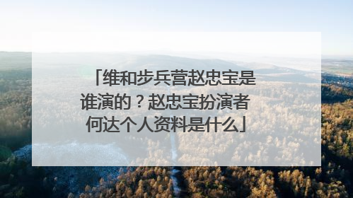 维和步兵营赵忠宝是谁演的？赵忠宝扮演者何达个人资料是什么