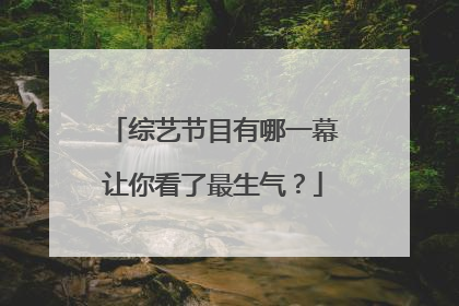 综艺节目有哪一幕让你看了最生气？