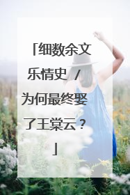 细数余文乐情史 /为何最终娶了王棠云？