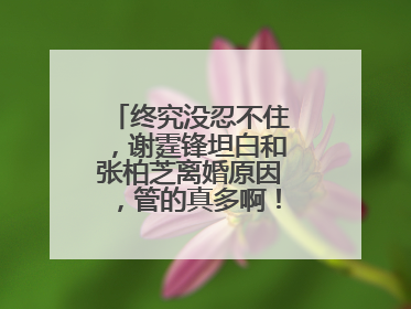 终究没忍不住，谢霆锋坦白和张柏芝离婚原因，管的真多啊！原因是什么？