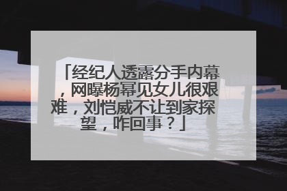 经纪人透露分手内幕,网曝杨幂见女儿很艰难,刘恺威不让到家探望,咋回事?